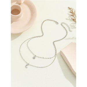 Colar de Senhoras Moda Piscando Diamante Estrela da Lua Dupla Camada Nicho de Cadeia Feminina Design Leve - RedShopdescontos