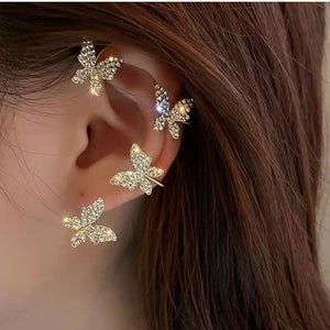Borboleta Ear Bone Clipe De Orelha De Requintado De Metal Brilhante Zirconia Francês Fashion Brincos Jóias - RedShopdescontos
