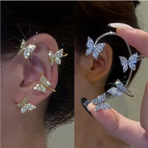 Borboleta Ear Bone Clipe De Orelha De Requintado De Metal Brilhante Zirconia Francês Fashion Brincos Jóias - RedShopdescontos