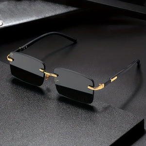 Óculos de sol sem moldura Fashion Small Frame Sunglasses European American Trendy Cut Edge Óculos de sol exclusivos Sung - RedShopdescontos
