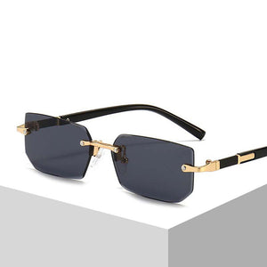 Óculos de sol sem moldura Fashion Small Frame Sunglasses European American Trendy Cut Edge Óculos de sol exclusivos Sung - RedShopdescontos